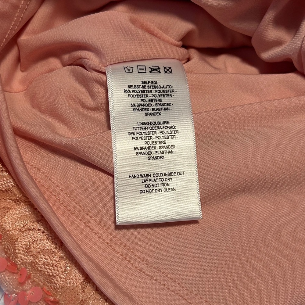 Helsi Jodi NWT Coral Sequin Mini Dress Sleeveless plunging Party Cocktail XS - Picture 11 of 11